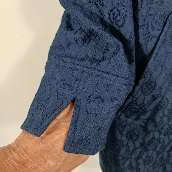Susan Graver Navy Lace Topper - Jacket, Zip Front, Long Sleeve, Lt. Wt., Sz Med. - Picture 6 of 16